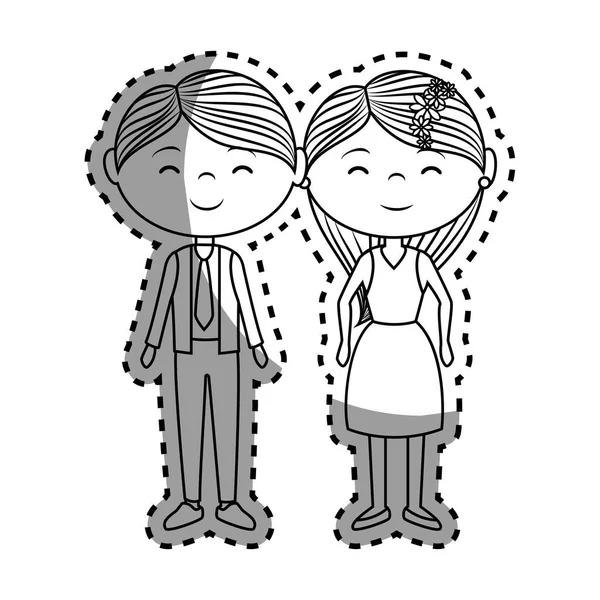 Couple lovers characters icon — Stock Vector