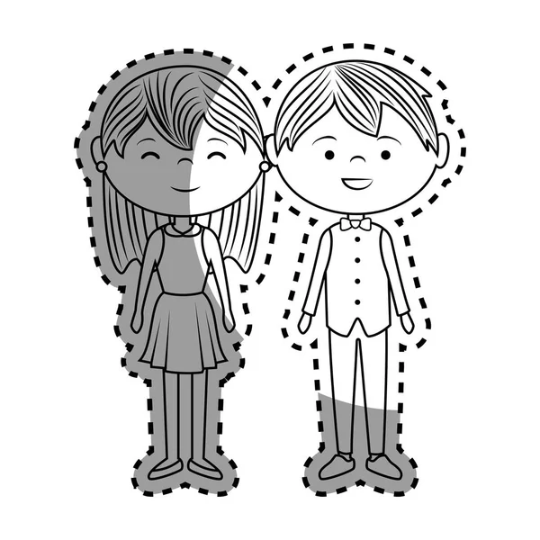 Pareja amantes personajes icono — Vector de stock