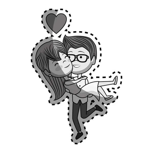 Pareja amantes personajes icono — Vector de stock