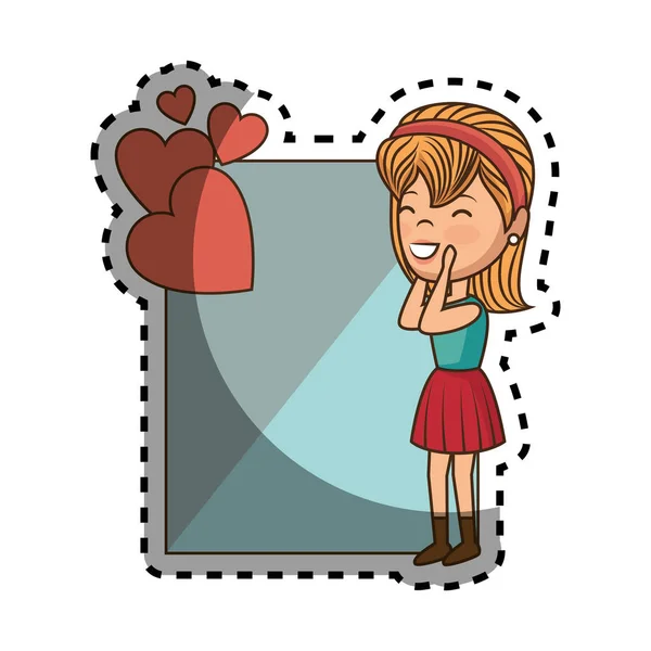 女性キャラクターのロマンチックなカード — ストックベクタ