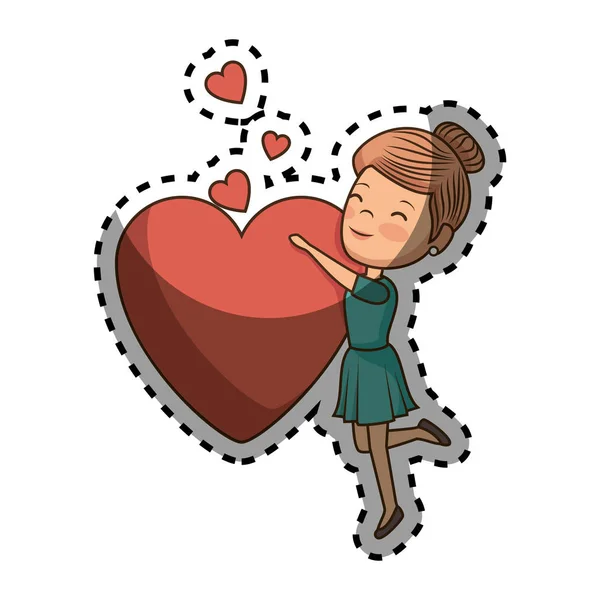 Woman character with heart — Stock Vector