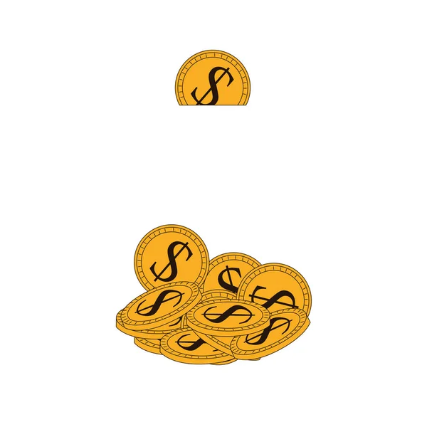 Pièces argent icône isolée — Image vectorielle