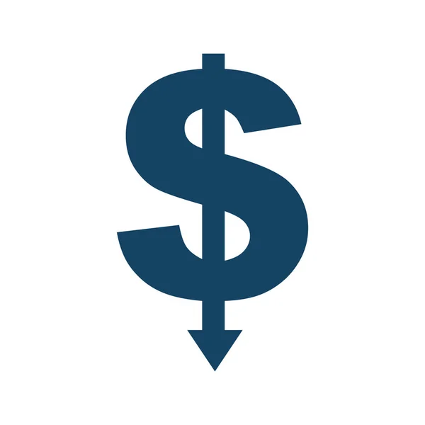 Símbolo de dinheiro com ícone de seta isolada — Vetor de Stock