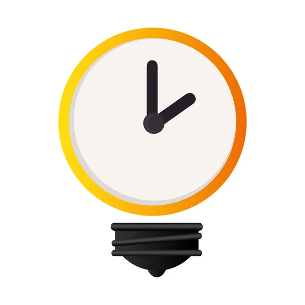 Lâmpada com relógio de tempo ícone isolado — Vetor de Stock