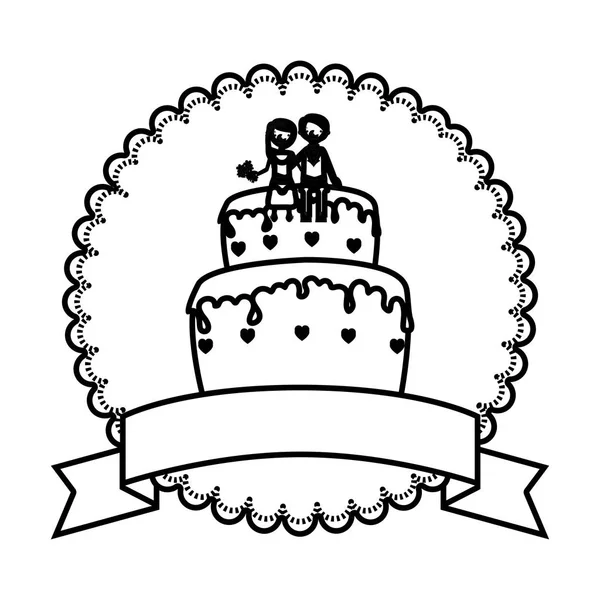 Ícone de bolo delicioso casamento — Vetor de Stock