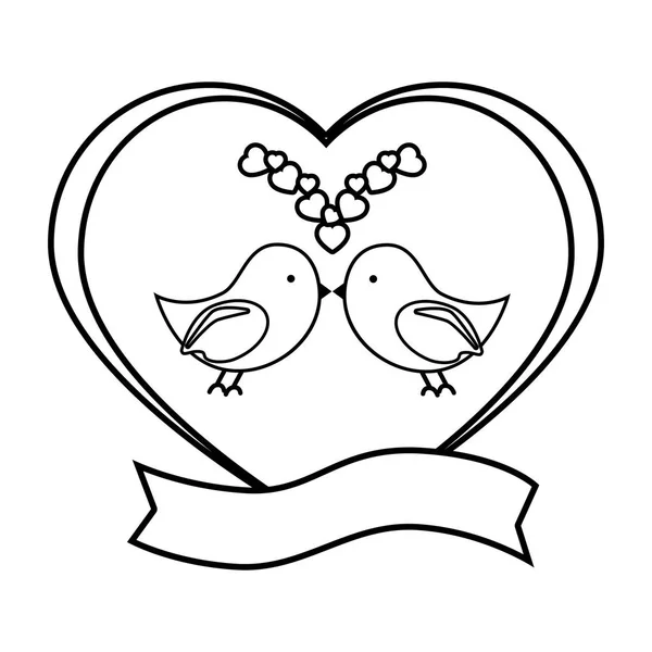 Oiseaux de mariage carte romantique — Image vectorielle