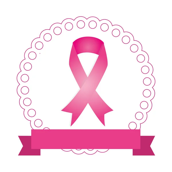 Etiqueta con cinta rosa cáncer de mama — Archivo Imágenes Vectoriales