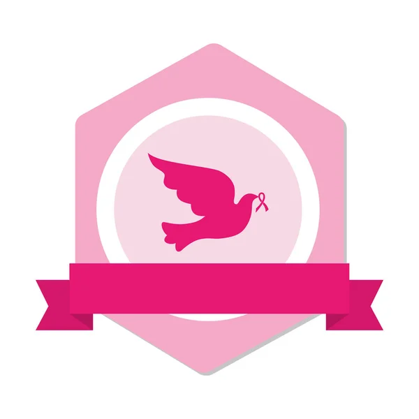 Duif met lint roze borstkanker — Stockvector