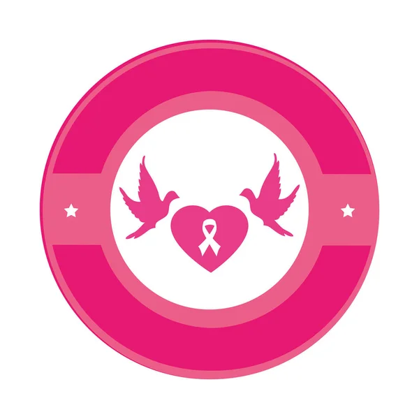 Etykieta z rakiem piersi różowa wstążka — Wektor stockowy
