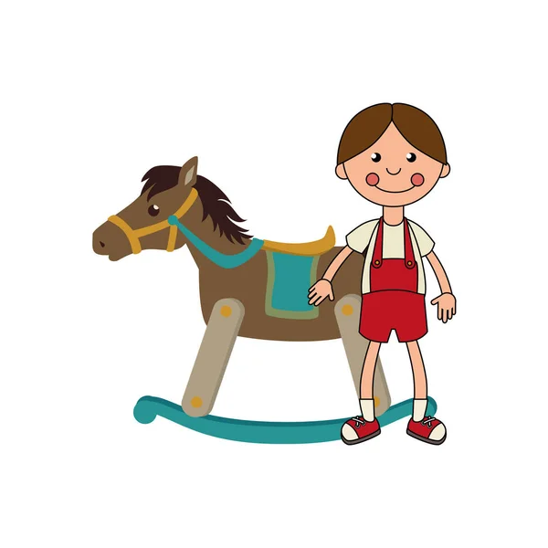 Houten paard speelgoed pictogram — Stockvector