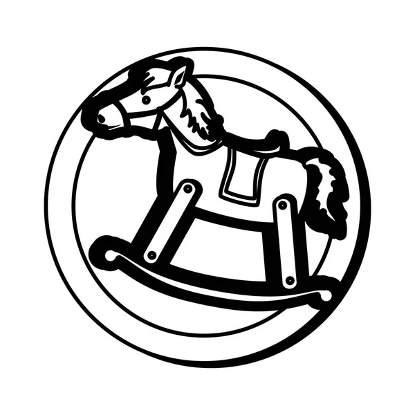 Icono de juguete caballo de madera — Vector de stock