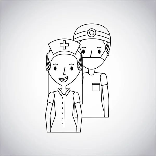 Médecin et infirmière — Image vectorielle