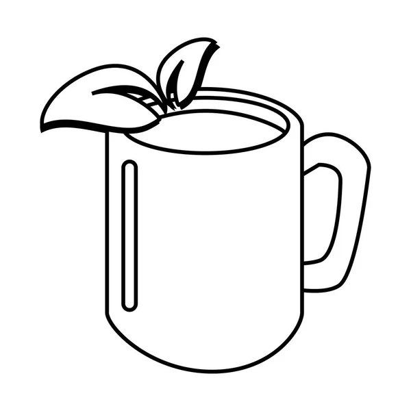 Кубок с листочками значок здорового напитка — стоковый вектор