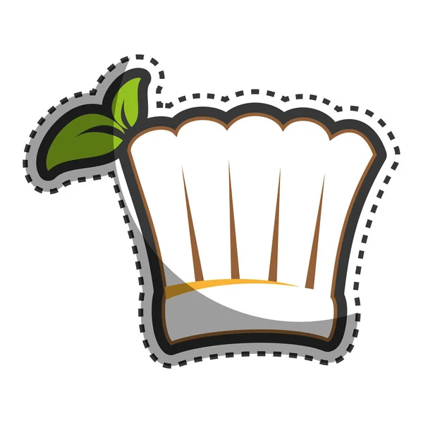 Sombrero de chef con hojas icono de la comida saludable — Vector de stock