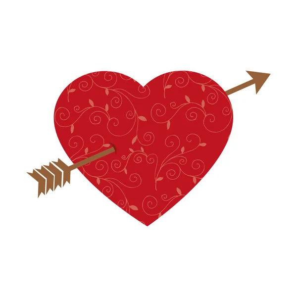 矢印ロマンチックなカードで心愛 — ストックベクタ