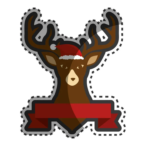 Joyeuse carte de renne de Noël — Image vectorielle
