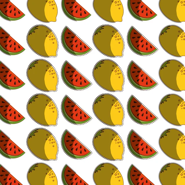 西瓜和柠檬鲜果图标 — 图库矢量图片