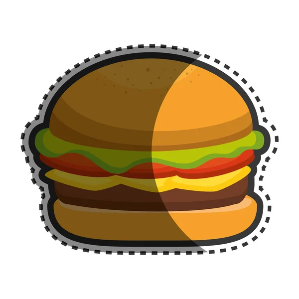 Delicious hamburger fast food icon — Stock Vector