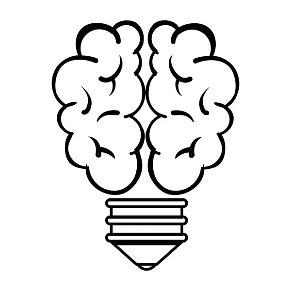 Glühbirne mit Gehirn-Symbol — Stockvektor