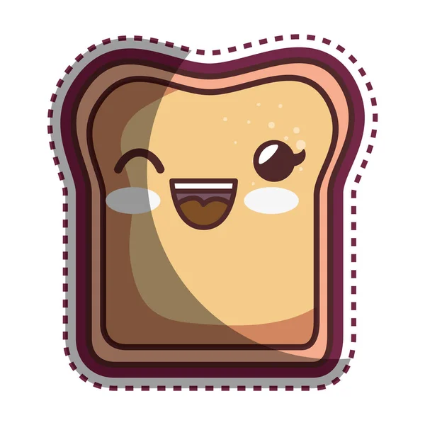 Pan rebanada deliciosa comida personaje de dibujos animados — Vector de stock