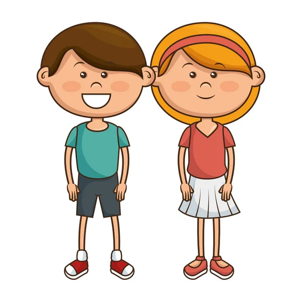 Cute little couple kids characters — Stock Vector