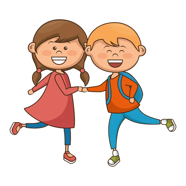 Cute little couple kids characters — Stock Vector
