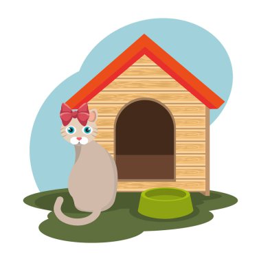 sevimli kedicik maskot simgesi