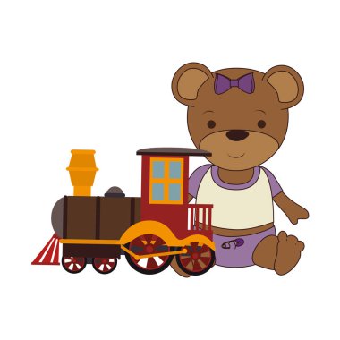Tren simgesiyle sevimli peluş bebek