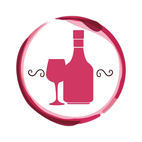 Copa de vino y botella icono aislado — Archivo Imágenes Vectoriales