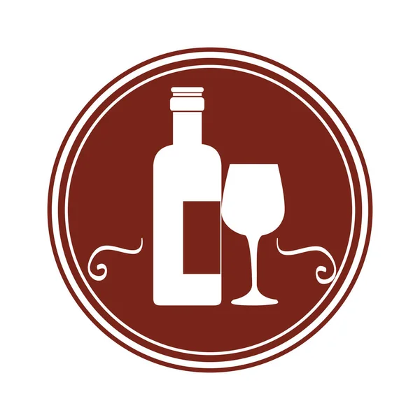 Copo de vinho e garrafa ícone isolado — Vetor de Stock