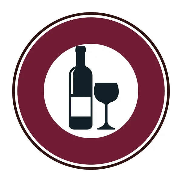 Şarap bardak ve şişe izole simgesi — Stok Vektör