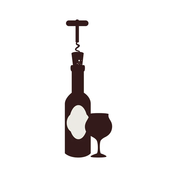 Copa de vino y botella icono aislado — Archivo Imágenes Vectoriales