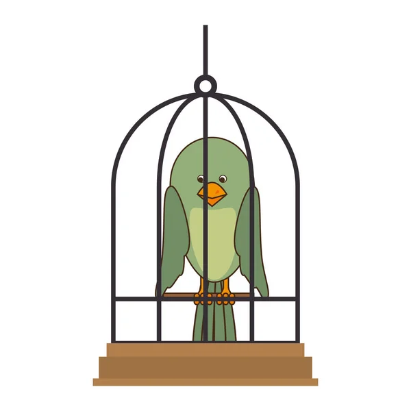 Niedlicher Vogel im Käfig Maskottchen — Stockvektor