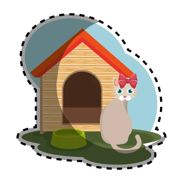 Cute kitty maskotka ikona — Wektor stockowy