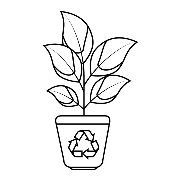 Plantera i kruka med återvinning symbol — Stock vektor