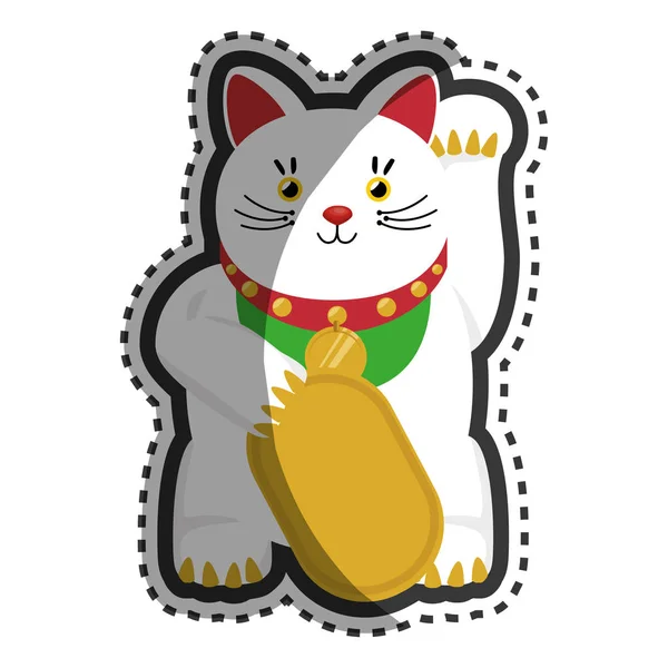 Szerencsés macska japán kultúra elszigetelt ikon — Stock Vector