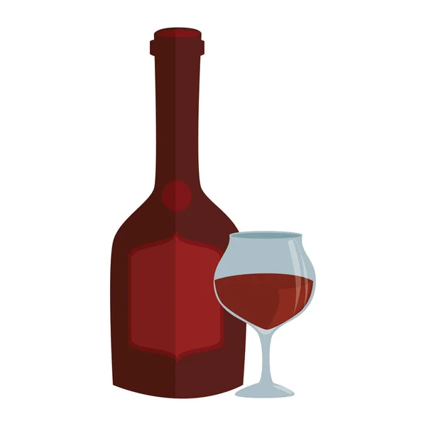 葡萄酒杯和瓶孤立的图标 — 图库矢量图片