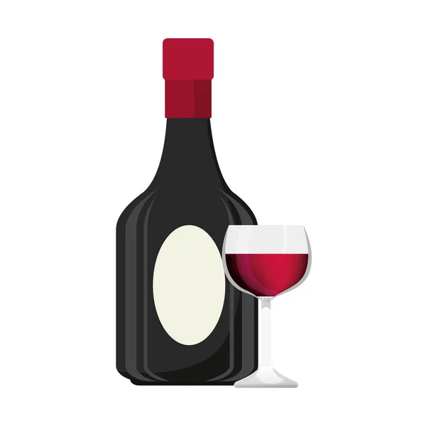 Кубок вина и бутылка изолированный значок — стоковый вектор