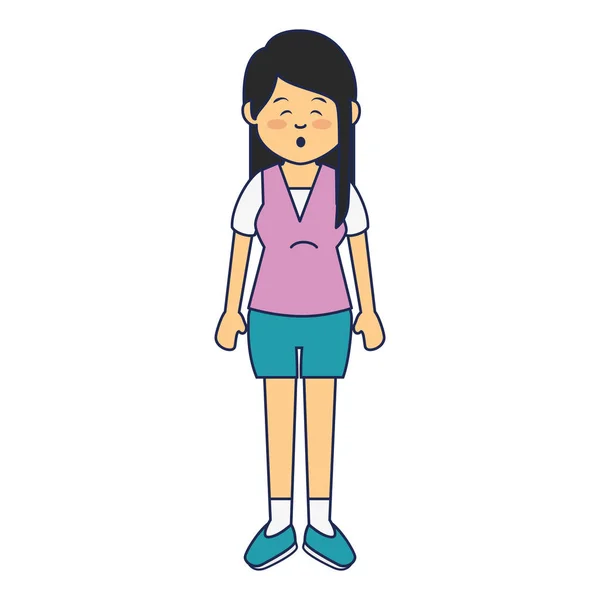 Asian cute woman ethnicity character — Stock Vector
