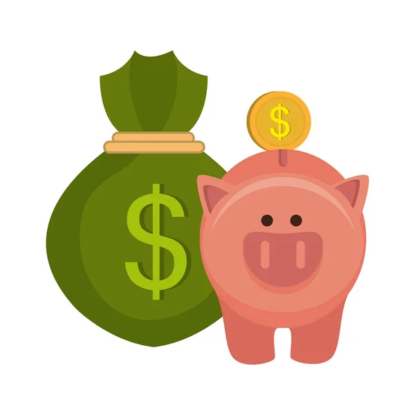 Piggy ahorro icono de dinero — Archivo Imágenes Vectoriales