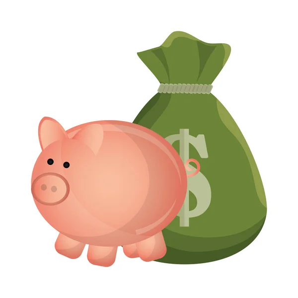 Piggy besparingen geld pictogram — Stockvector