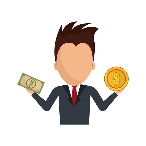 Επιχειρηματίας χαρακτήρα με χρήματα — Διανυσματικό Αρχείο