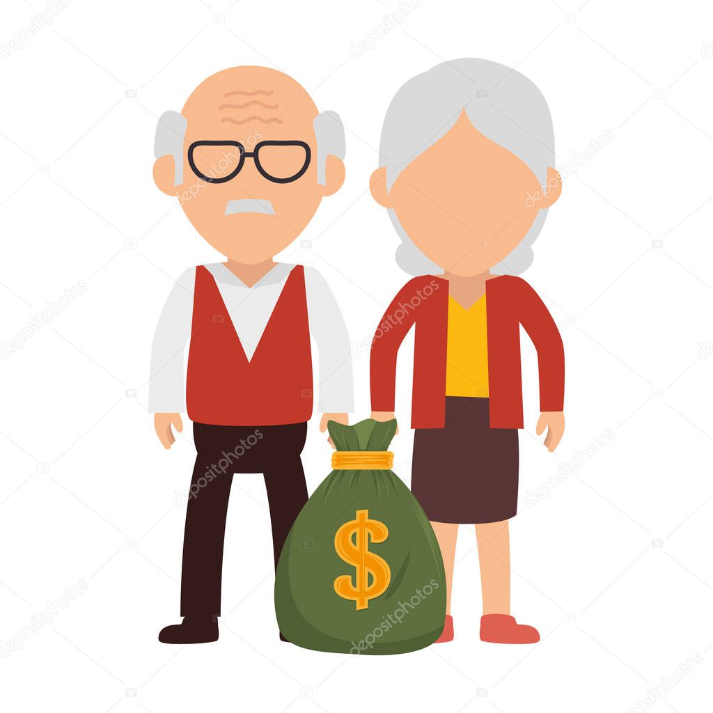 grandparents with bag money