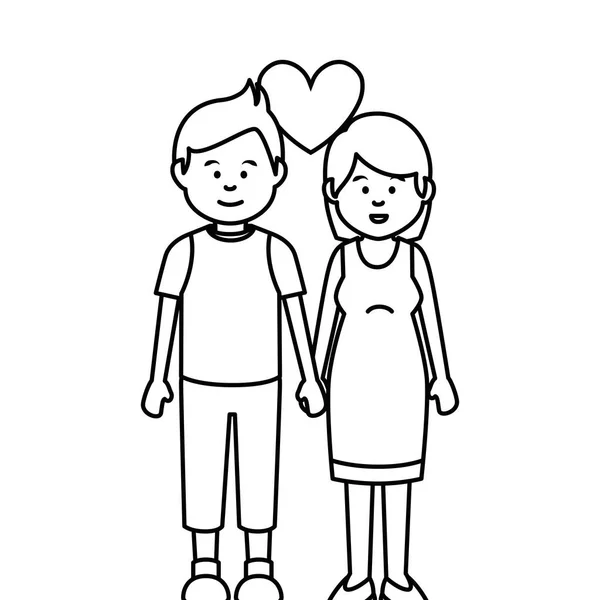 Cute lovers couple ethnicity — Stock Vector