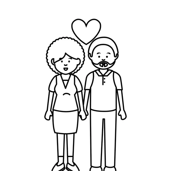 Amoureux mignons couple ethnicité — Image vectorielle