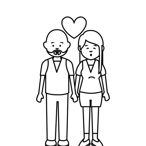 Amoureux mignons couple ethnicité — Image vectorielle