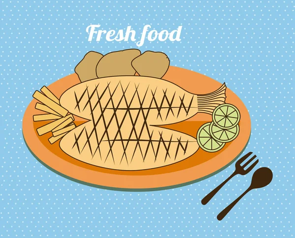 Design alimentaire sur fond bleu illustration vectorielle — Image vectorielle