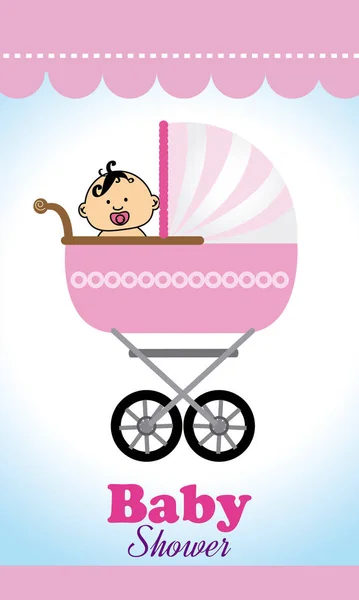 Дизайн Baby Душ над рожевий фон Векторні ілюстрації — Stock Vector