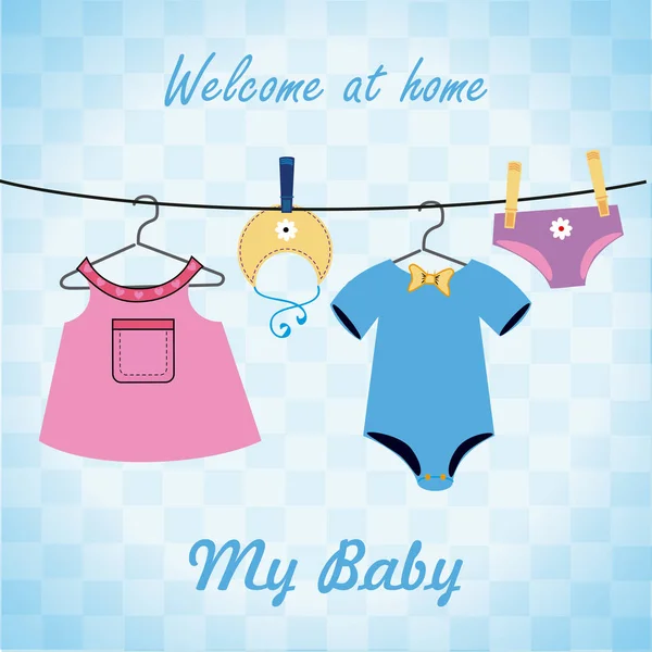 Bebê chuveiro design sobre azul fundo vetor ilustração —  Vetores de Stock