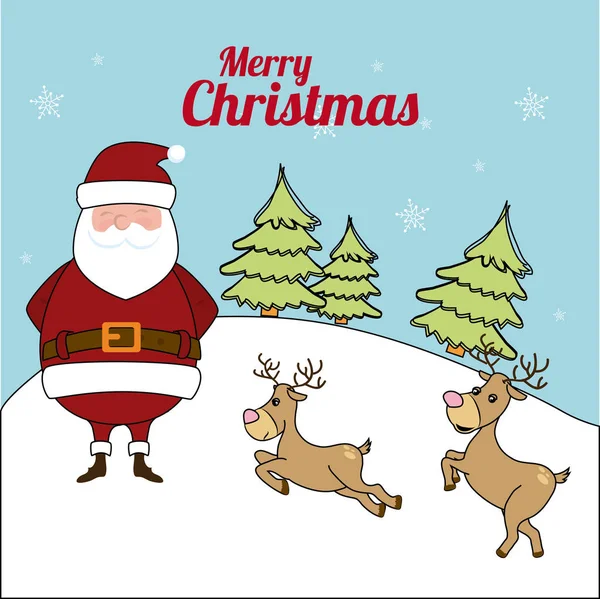 Merry christmas design over landscape background vector illustra — Stock Vector